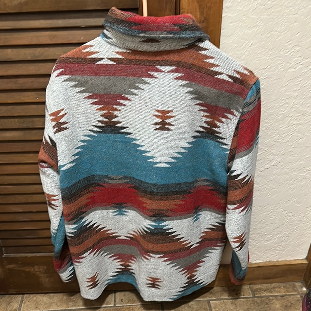 Colorful Aztec Patterned Button-Up Jacket - image 2